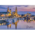Dresden Blick über die abendliche Elbe - Ansichtskarte