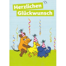 Herzlichen Glückwunsch - Polonaise - Maus - Postkarte