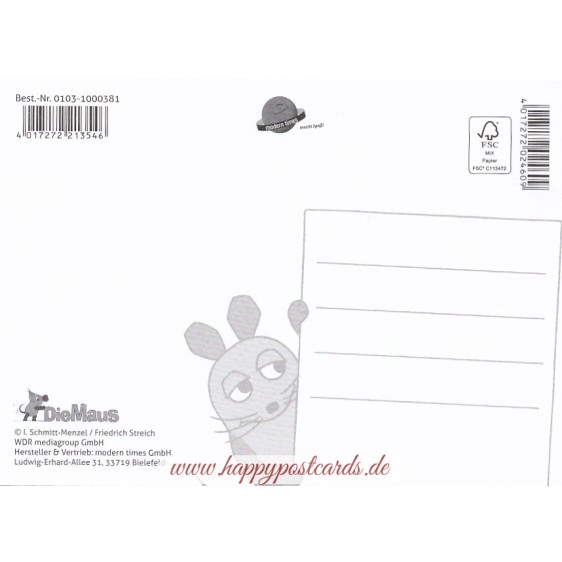 Herzlichen Glückwunsch - Polonaise - Maus - Postkarte
