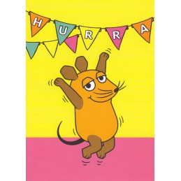 Hurra - Mouse with bunting - Mouse  - Postcard