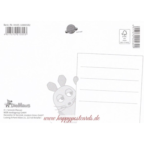 Hurra - Mouse with bunting - Mouse  - Postcard