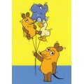 Maus mit Tierballons - Maus - Postkarte