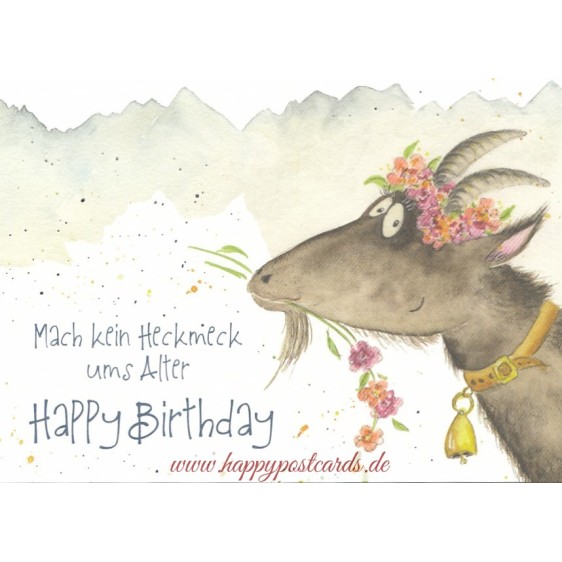 Happy Birthday - Goat - Gisela Herberger - Postcard