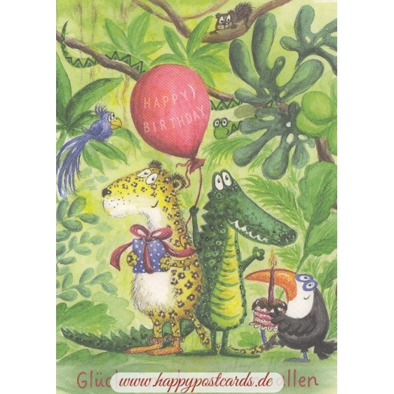 Happy Birthday - Wild animals - Gisela Herberger - Postcard