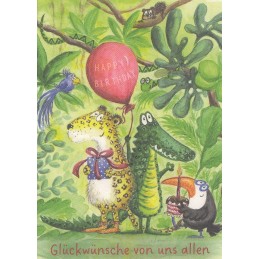 Happy Birthday - Dschungeltiere - Gisela Herberger - Postkarte