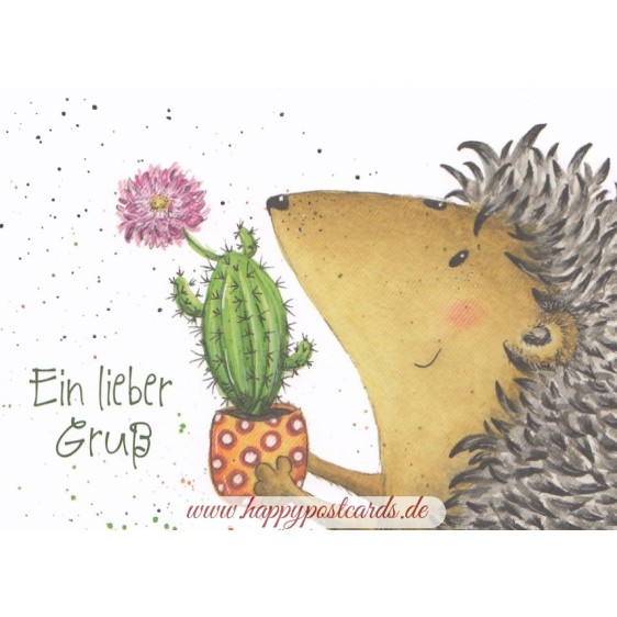 Ein lieber Gruß - Igel - Gisela Herberger - Postkarte
