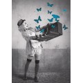 Frau mit Schmetterlingen - Kontraste - Postkarte