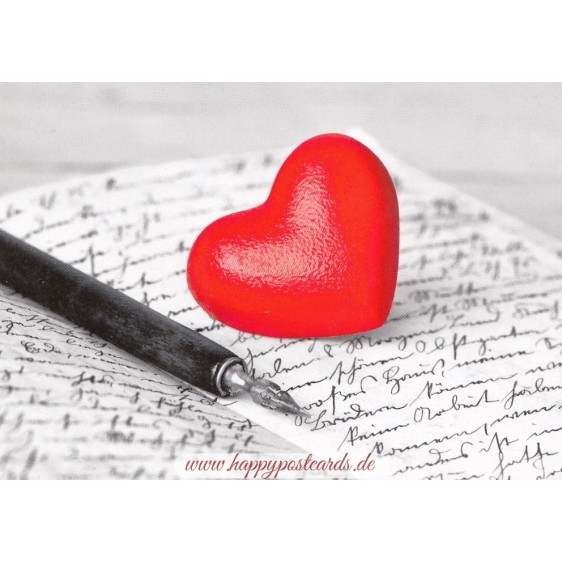 Fountain pen with heart - Contrasts -  Postcard