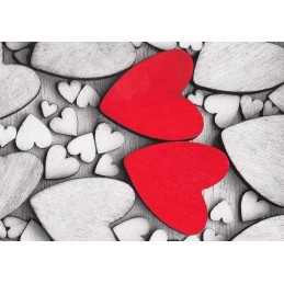 Wooden hearts - Contrasts -  Postcard