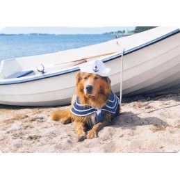 Dog at the boat - Medley postcard