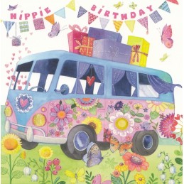 Hippie Birthday - Partybus - Kristiana Heinemann - Postkarte