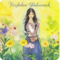 Herzlichen Glückwunsch - Frau mit Blume - Kristiana Heinemann - Postkarte
