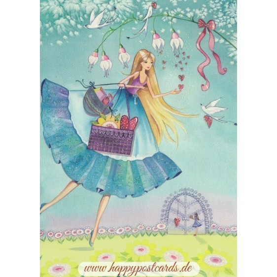 Woman with basket - Kristiana Heinemann Postcard