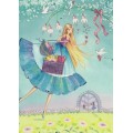 Frau mit Körbchen - Kristiana Heinemann - Postkarte