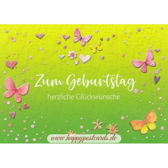 Zum Geburtstag - Butterflies - Kristiana Heinemann Postcard