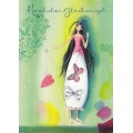 Herzlichen Glückwunsch - Woman wih heart - Kristiana Heinemann Postcard