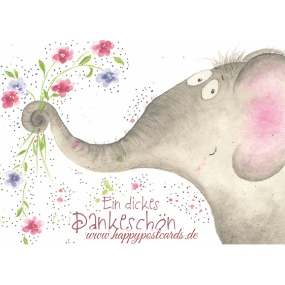 Ein dickes Dankeschön - Elephant - Gisela Herberger - Postcard