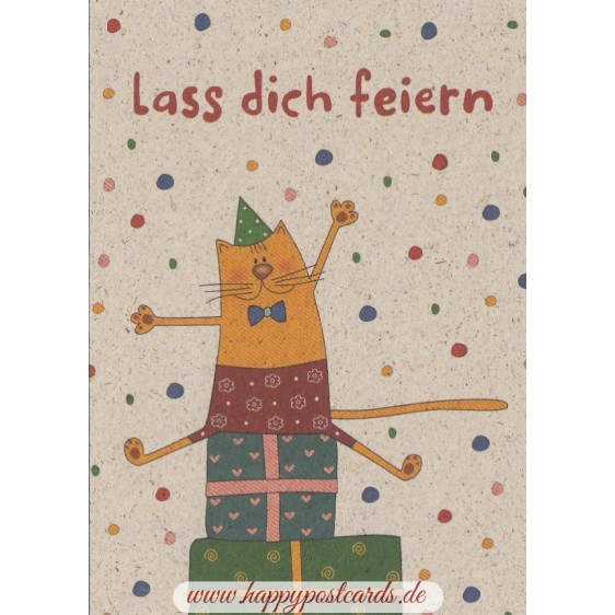Lass dich feiern - Katze - Graspostkarte