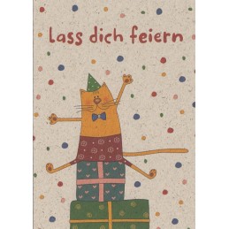 Lass dich feiern - Cat - Grass Postcard