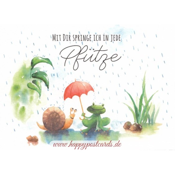 Mit Dir springe ich in jede Pfütze - Postkarte