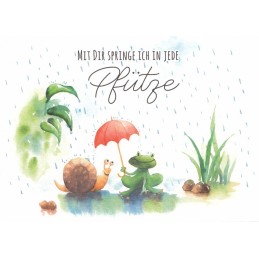 Mit Dir springe ich in jede Pfütze - Postkarte