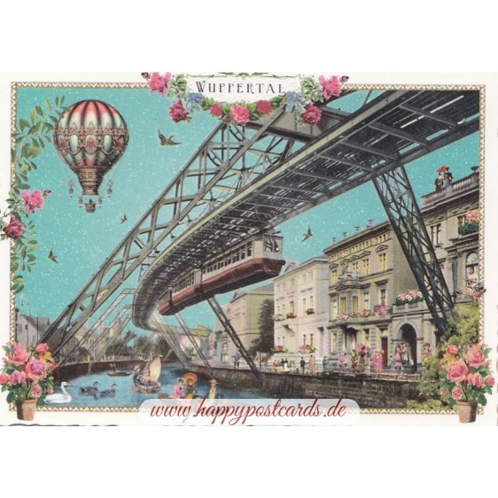 Wuppertal - overhead railway - Tausendschön - Postcard