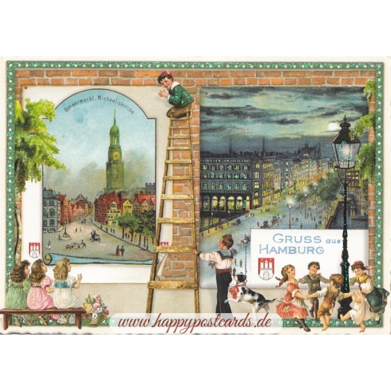 Hamburg - Michaeliskirche - Tausendschön - Postkarte