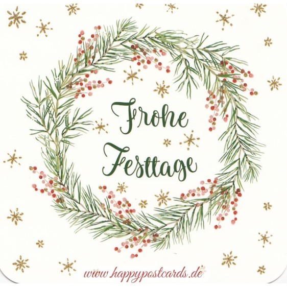 Frohe Festtage - wreath - Christmas Postcard