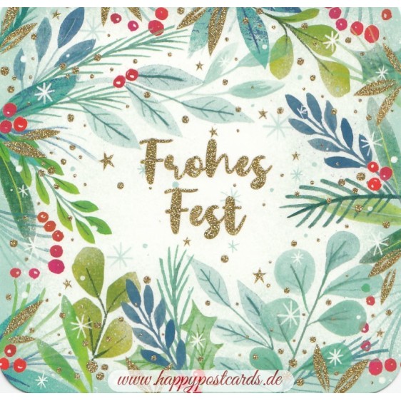 Frohes Fest - Twigs and berries - Christmas Postcard
