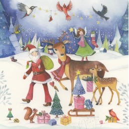 Weihnachtsfrau mit Rehen - Kristiana Heinemann - Weihnachtskarte