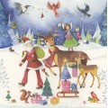 Woman with deers - Kristiana Heinemann -Christmas Postcard