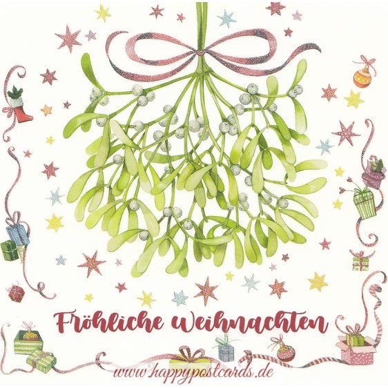 Fröhliche Weihnachten - Mistletoe - Kristiana Heinemann -Christmas Postcard