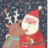 Santa Claas with Reindeer - Christmas Postcard