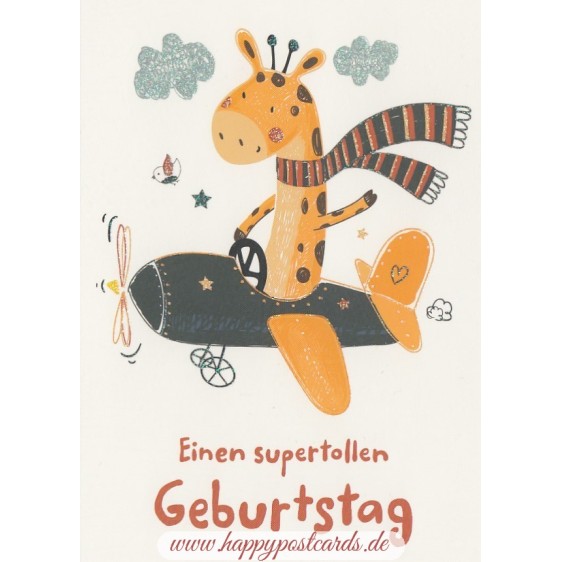Einen supertollen Geburtstag - Giraffe - Geburtstagspostkarte