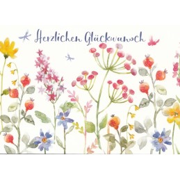 Herzlichen Glückwunsch - Blumen - Geburtstagspostkarte