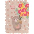 Alles Liebe! - Bär mit Blumen - Geburtstagspostkarte