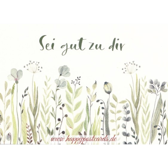 Sei gut zu dir - Blumen und Gräser - Postkarte