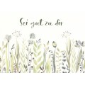 Sei gut zu dir - Flowers and grasses - Birthday Postcard