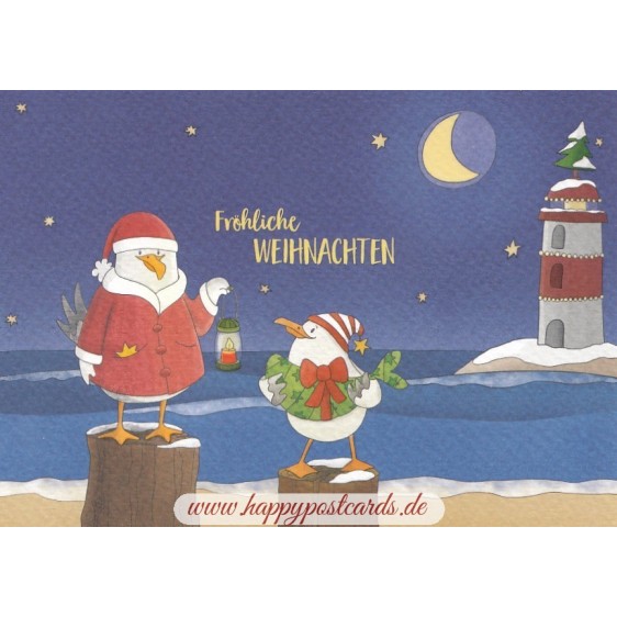Fröhliche Weihnachten - Weihnachtsmöwen - Weihnachtskarte