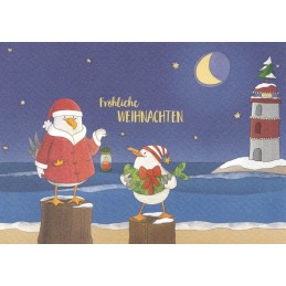 Fröhliche Weihnachten - Weihnachtsmöwen - Weihnachtskarte