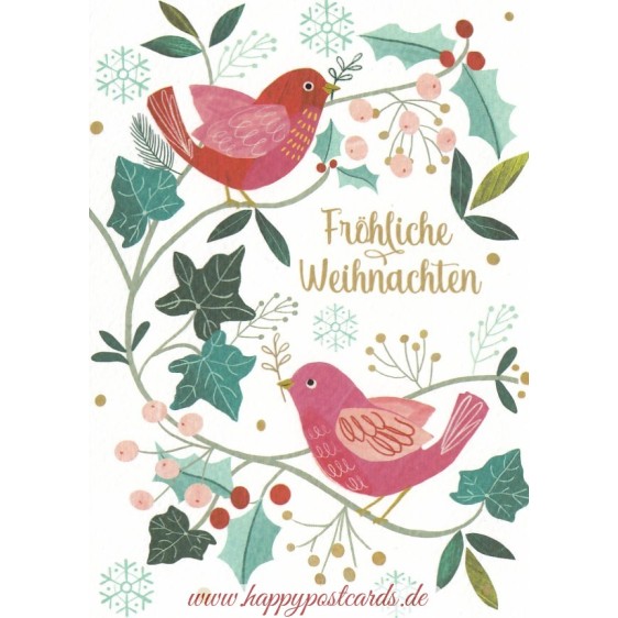 Fröhliche Weihnachten - Vögelchen - Weihnachtskarte
