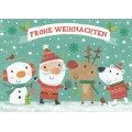 Frohe Weihnachten - Santa with animals - Christmas Postcard