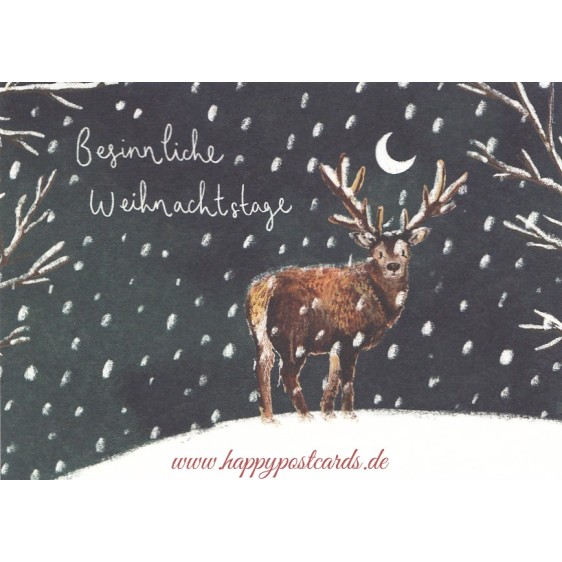 Besinnliche Weihnachtstage - Deer - Christmas Postcard