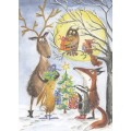 Christmas in the forrest at full moon - Christmas Postcard