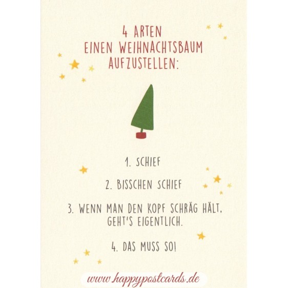 4 Arten einen Weihnachtsbaum aufzustellen - Christmas Postcard