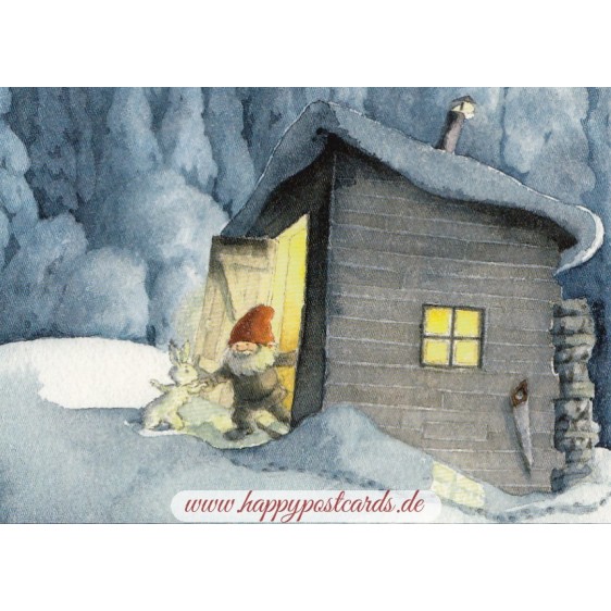Tomte Tummetott and Bunny -  Postcard