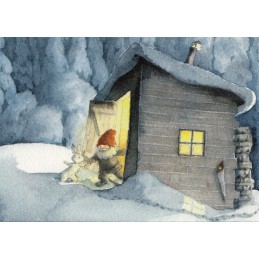 Tomte Tummetott and Bunny -  Postcard