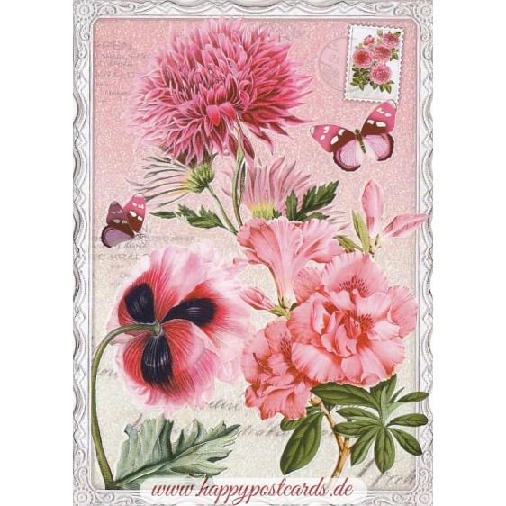 Blumen und Schmetterling No. 08 - Auguri - Barbara Behr - Postkarte