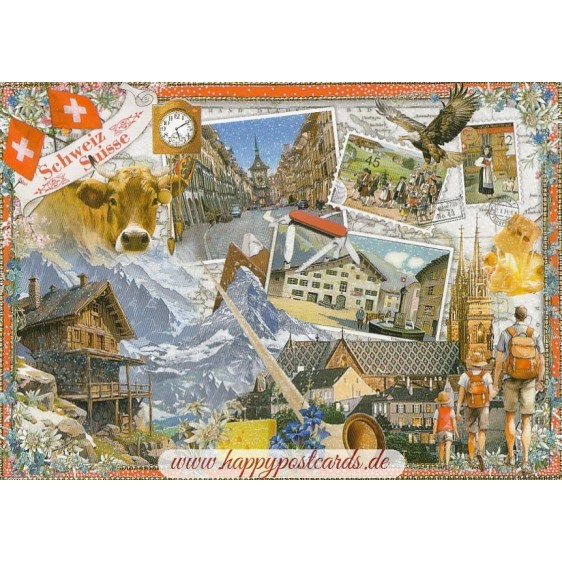 Schweiz - Länderpostkarte - Barbara Behr - Postkarte
