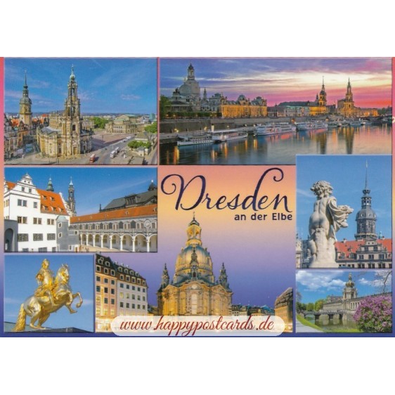 Dresden on the Elbe - Multi - Viewcard